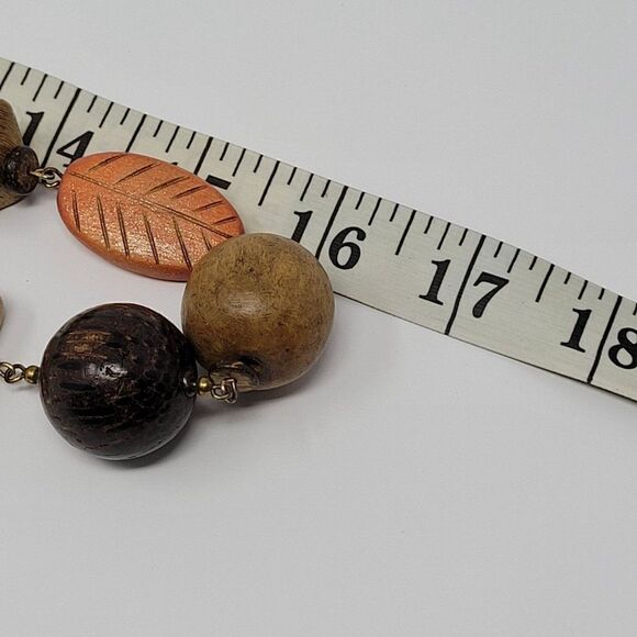 Artisan Primitive Tribal Multicolor Colored Wooden Opera Necklace 32" - Picture 4 of 7